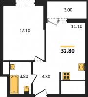 1-к квартира, 32.80м2
