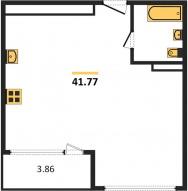 1-к квартира, 41.77м2
