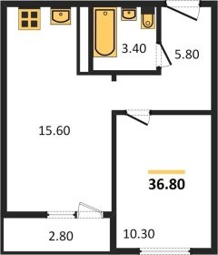 1-к квартира, 36.80м2