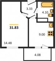 1-к квартира, 31.83м2