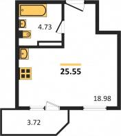 1-к квартира, 25.55м2