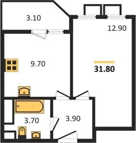 1-к квартира, 31.80м2