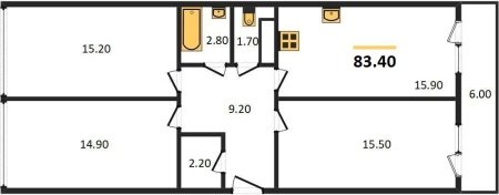 3-к квартира, 83.40м2