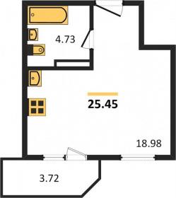 1-к квартира, 25.45м2