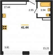 1-к квартира, 41.44м2
