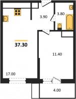1-к квартира, 37.30м2