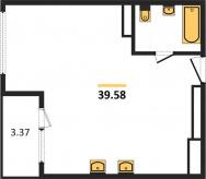 1-к квартира, 39.58м2